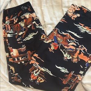 Cowboy Print Boot Cut Pants